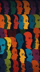 Colorful silhouettes of human faces.