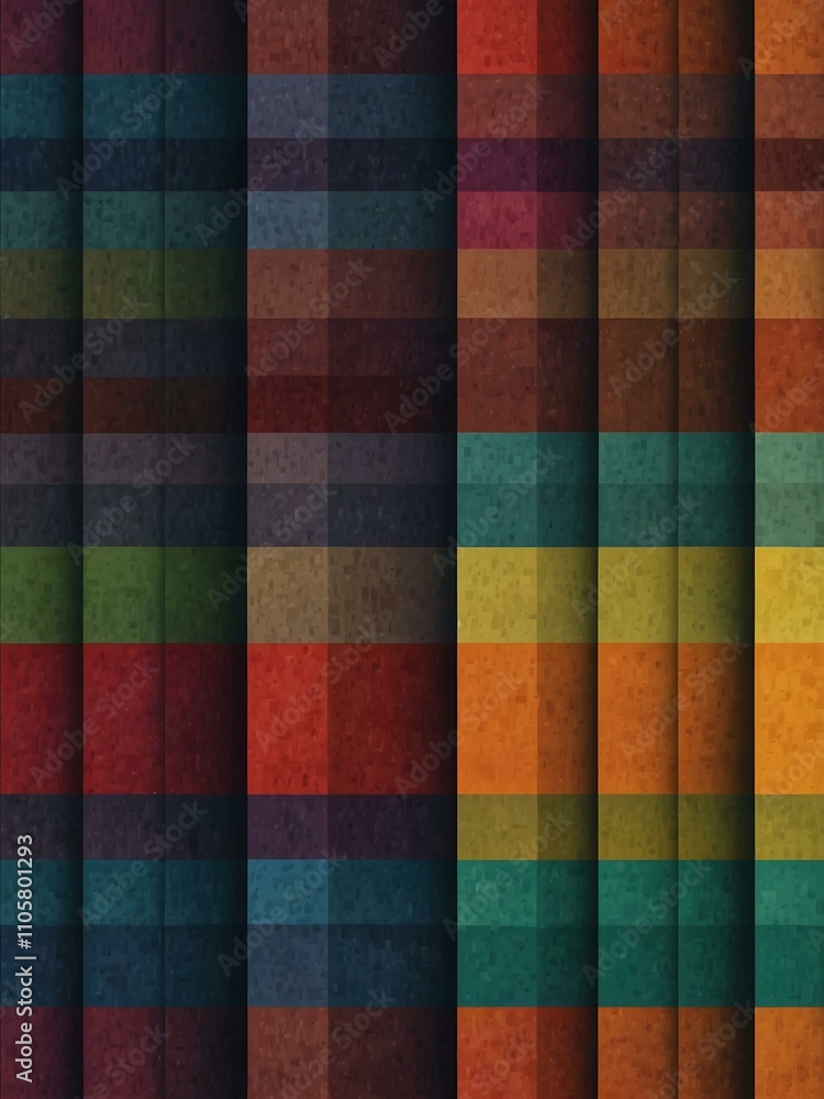 Poster colorful square pattern creating a layered visual effect.