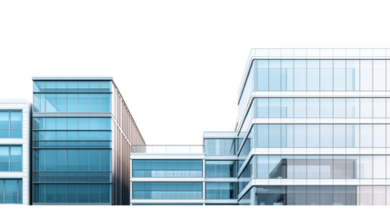 Tall Skyscrapers with Glass Walls Isolated on Transparent Background