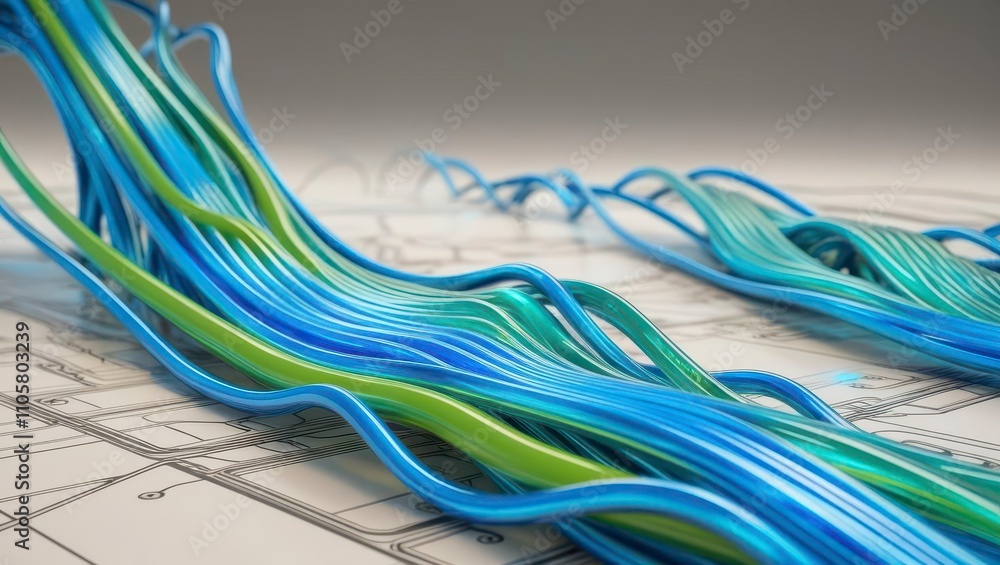 Aufkleber peak energy and demand concept. colorful flowing lines create a dynamic visual effect against a ligh