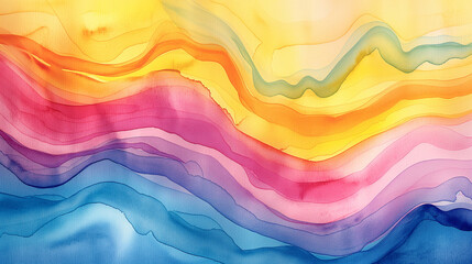 Obraz premium Abstract watercolor painting paint ink liquid fluid painted waves texture colorful background banner - Bold colors, rainbow color swirls wave