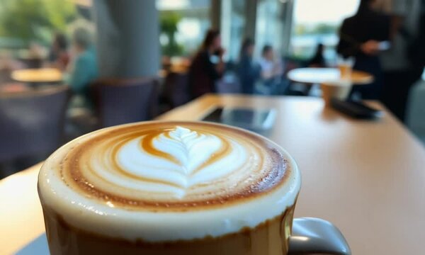 latte in a cafe