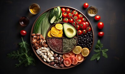 Healthy food for balanced flexitarian mediterranean diet concept 