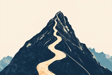 Stylized mountain peak with winding path illustration