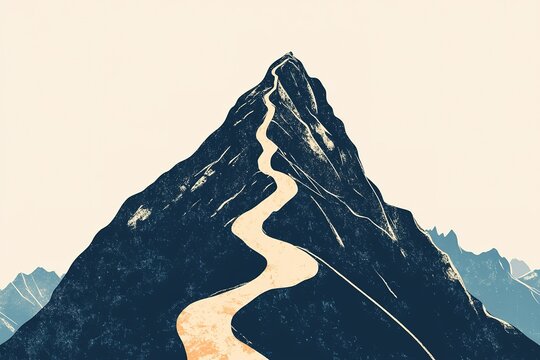 Stylized mountain peak with winding path illustration