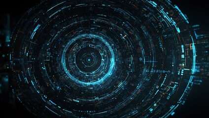 Complex vortex of digital signals symbolizing the flow of information in a futuristic environment.