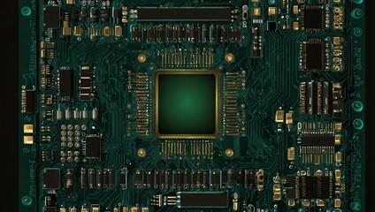 Computer circuit board design for tech themes.