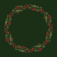 Series of Christmas floral frame and background in retro vintage classical style