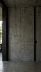 Concrete wall with black trim in a minimalist design.