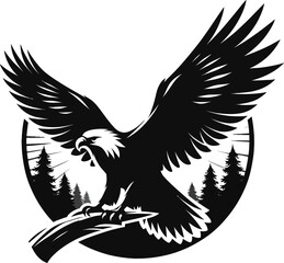 Eagle silhouette vector white background eagle illustration