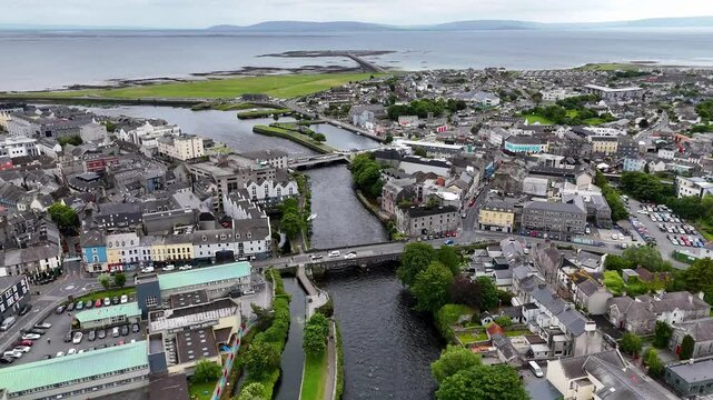 Aerial shot of Galway city, Ireland