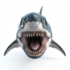 Obraz premium A realistic photo of a megalodon on a white background. 