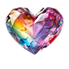 Fototapeta premium Rainbow Crystal Heart isolated on transparent background