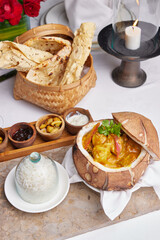 Set of restaurant laksa