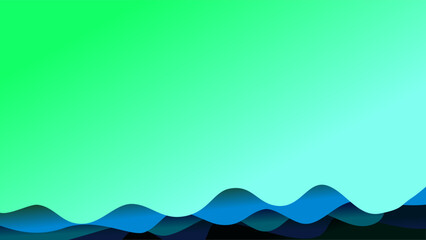 Blue green overlay wave patterns with large empty space as presentation background