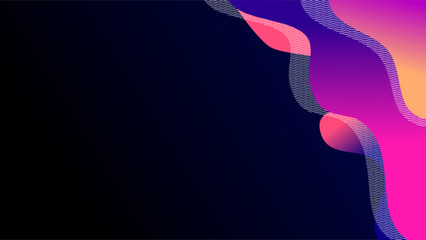 Colorful artistic waves side frame over dark blue and black gradient background