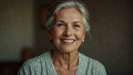 Confident senior woman smiling.