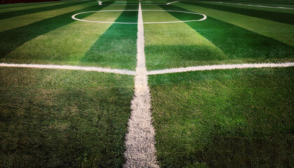 textured soccer game field - center, midfield