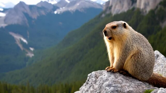 Marmot on Whistler Mountain, British Columbia, Canada. Hoary Marmots are the whistling ground squirrels and namesake of The famous Whistler Mountain in BC. Amazing Canadian wildlife