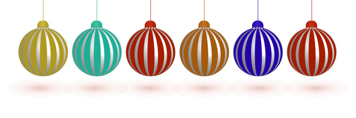 Christmas balls for cards and banner design illustrations of different color