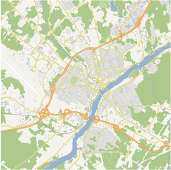 Map of Bangor in Maine in a normal road map style. Contains layered vector with roads water, parks, etc.
