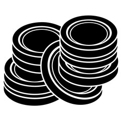 Coins icon silhouette on White background 