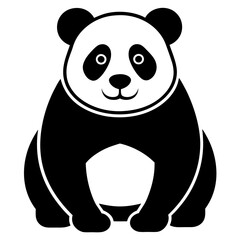 panda icon silhouette on White background 