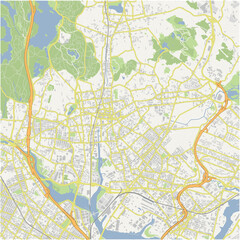 Map of Malden in Massachusetts in a normal road map style. Contains layered vector with roads water, parks, etc.