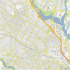 Map of Somerville in Massachusetts in a normal road map style. Contains layered vector with roads water, parks, etc.