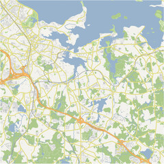 Map of Weymouth in Massachusetts in a normal road map style. Contains layered vector with roads water, parks, etc.
