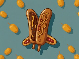 Corn dog vector icon.