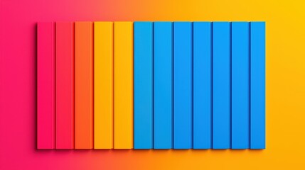 Colorful Wooden Planks in Gradient Shades of Pink, Orange, and Blue on Background