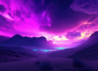 Stunning abstract fantasy landscape featuring blue and violet hues.