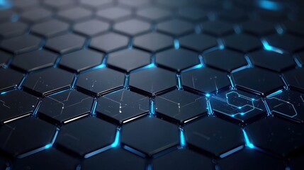 Futuristic hexagonal pattern digital realm graphic design technology environment close-up view innovative aesthetics