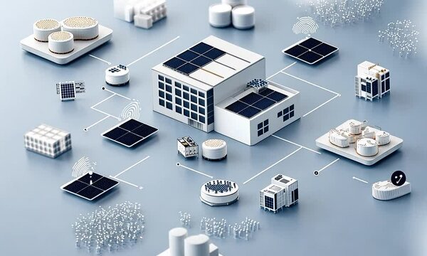 Modern city planning integrates renewable energy systems and IoT devices for efficient urban management and sustainability efforts