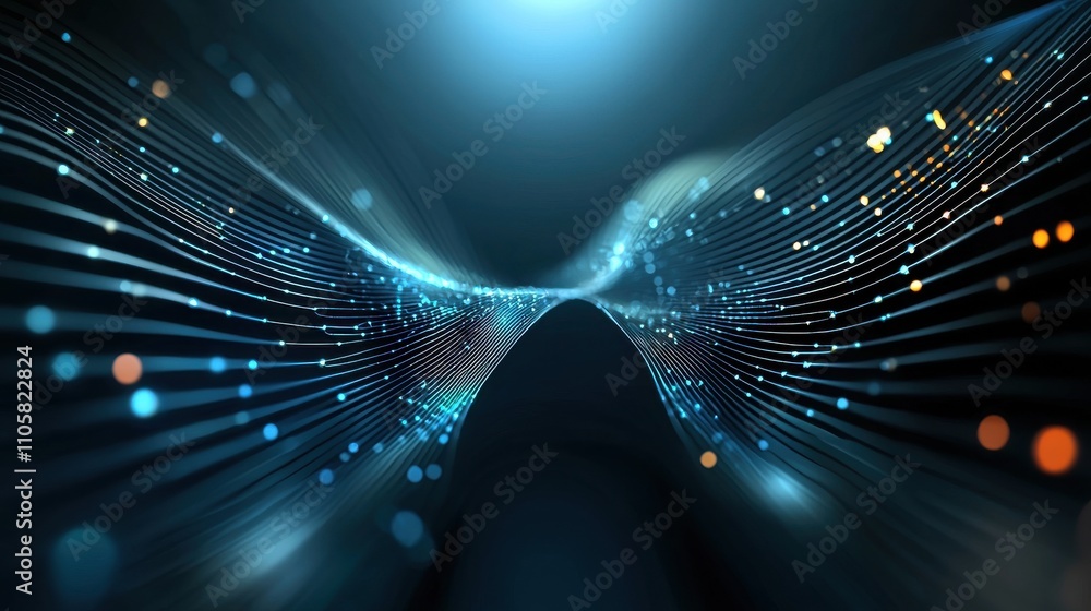 Poster dynamic digital waves virtual space abstract visuals futuristic environment macro view technology an