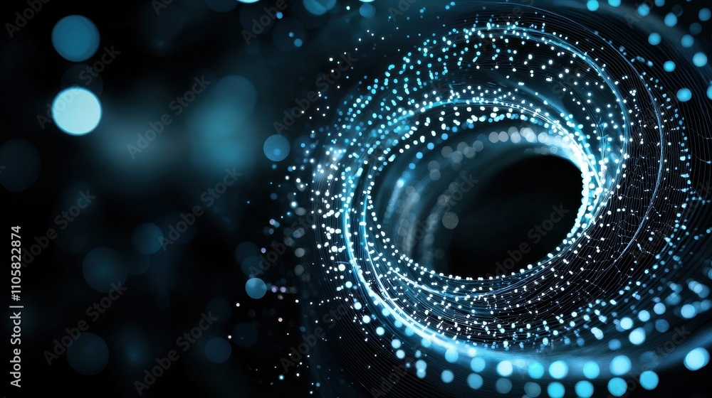 Poster dynamic digital swirl virtual space abstract art tech environment close-up viewpoint visual concept 