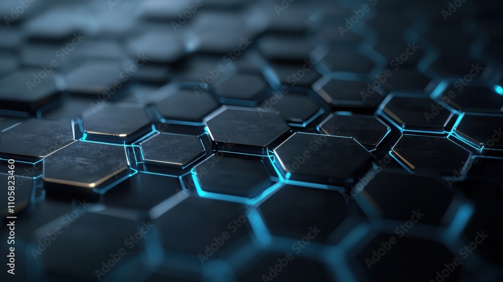 Poster dynamic hexagonal pattern background digital space graphic design abstract environment close-up view