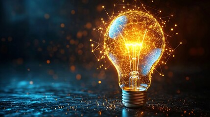 Glowing Light Bulb Connected to Pulsing Electric Current Illuminating Rhythmic Waves of Energy