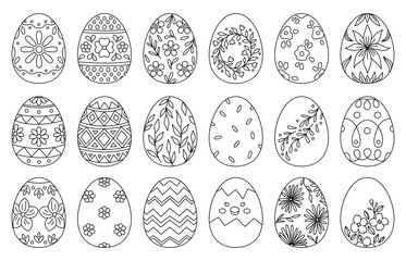 Set of Easter eggs with various patterns.