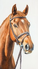 Obraz premium Elegant Chestnut Horse Portrait Wearing Bridle
