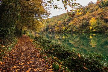 adda river during the autumnal season, lecco