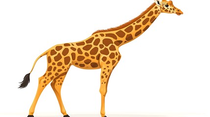 Obraz premium A clip art of a cheerful giraffe with a long neck and spots on a white background