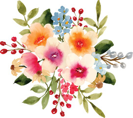 Naklejka premium soft pastel watercolor flower bouquet