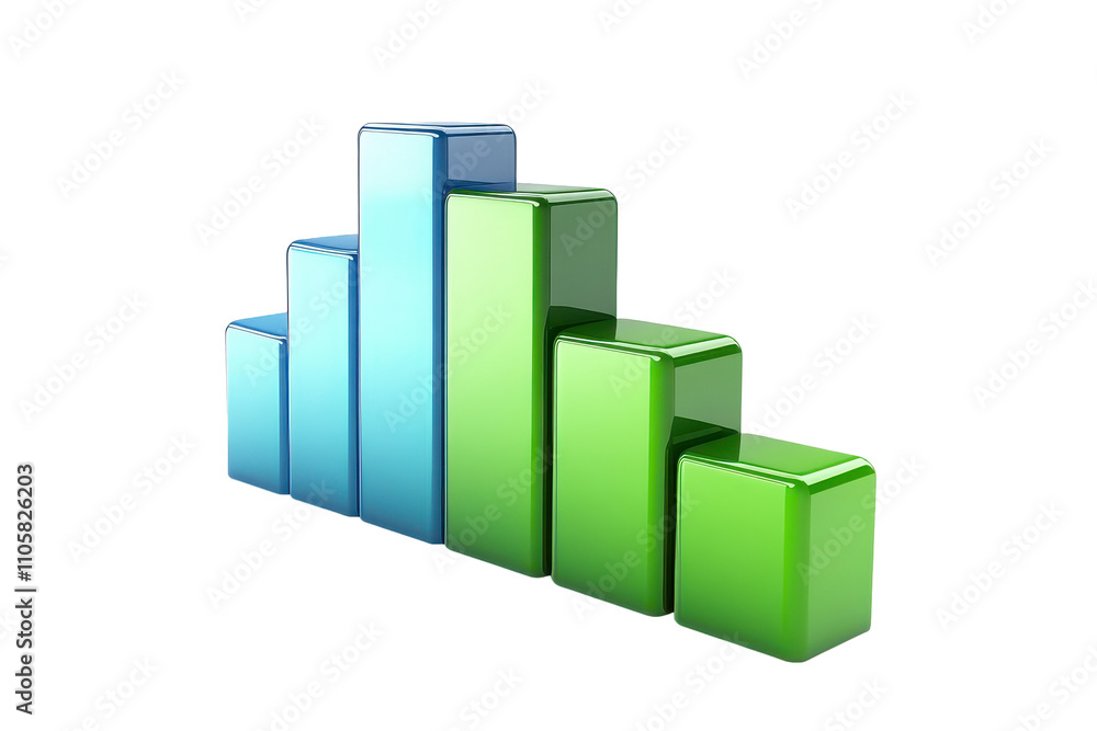 Poster 3d bar chart representing growth and success in a dynamic business environment. transparent backgrou