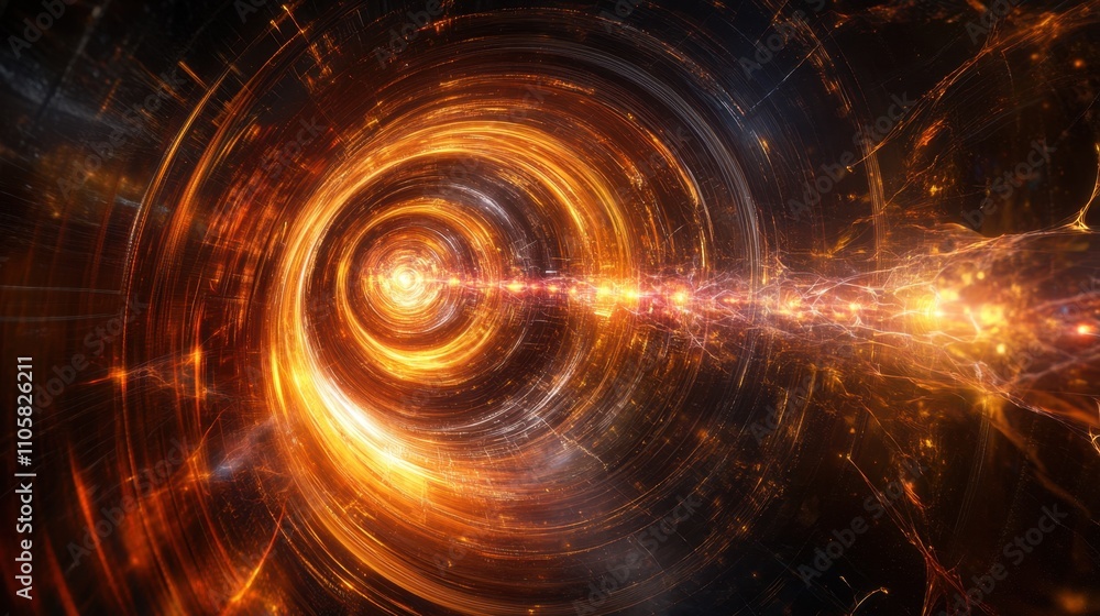 Poster a futuristic depiction of quantum gates, with beams of light and energy flows illustrating complex c