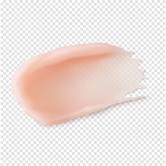 Pink lip balm stroke swatch. Skincare texture lip mask beauty product smear realistic vector illustration