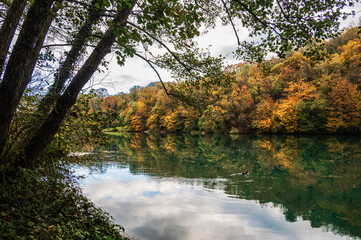 adda river during the autumnal season, lecco