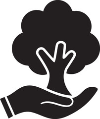 Obraz premium hand holding tree icon vector.
