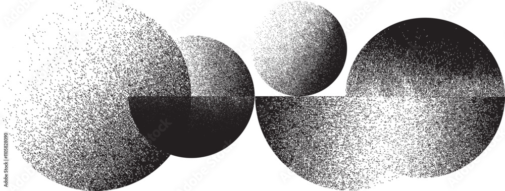 Poster sprayed black half circles composition .graffiti art design . noise textured semi circles . spray ef